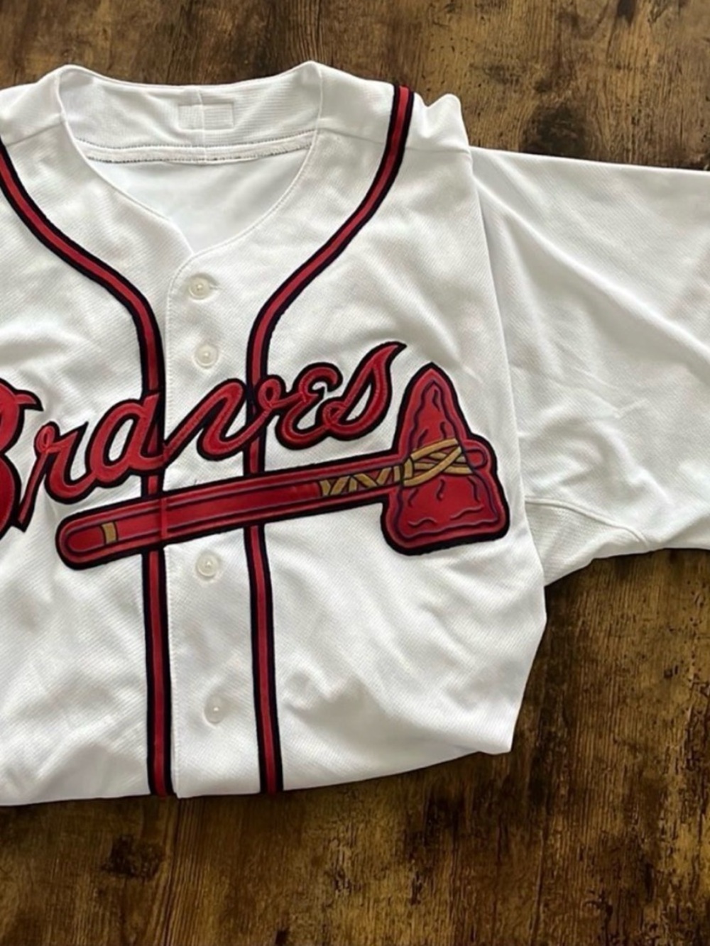 Atlanta Braves Authentic Majestic Jersey Size 60 White MLB On Field - Picture 9 of 10